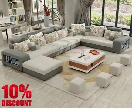 Modern Fabric Living Room Home Office Furniture Corner U Shape Leisure Sectional Sofa