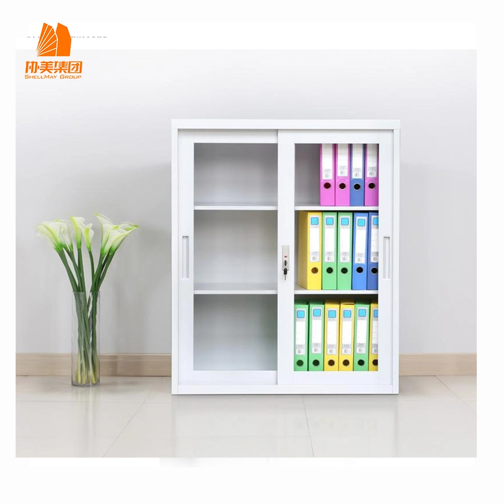 Office Filing Cabinet Metal Storage Glass Slider